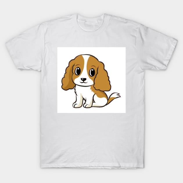 cavalier king charles spaniel blenheim cartoon T-Shirt by Wanderingangel